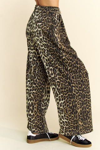 Davi & Dani Leopard Wide Leg Pants - 1985 the VAULT Boutique