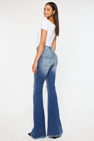 Kancan High Rise Wide Waistband Flare Jeans - 1985 the VAULT Boutique