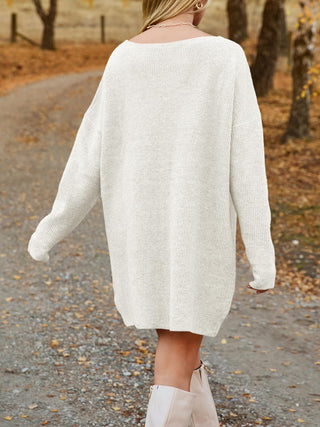 V-Neck Dropped Shoulder Sweater Dress - 1985 the VAULT Boutique