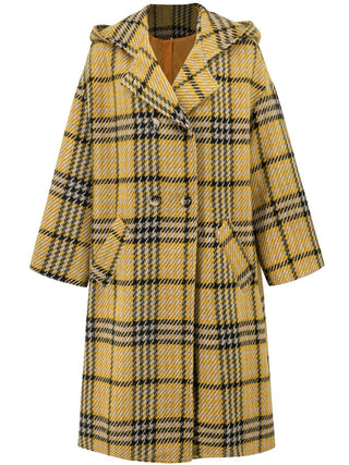 Plaid Double-Breasted Long Sleeve Longline Coat - 1985 the VAULT Boutique