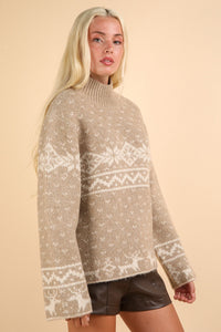 VERY J Christmas Element Mock Neck Long Sleeve Sweater - 1985 the VAULT Boutique