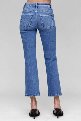 RISEN Full Size Tummy Control High Rise Crop Straight Jeans Plus Size - 1985 the VAULT Boutique