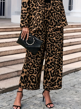 Leopard Wide Leg Elastic Waist Pants - 1985 the VAULT Boutique