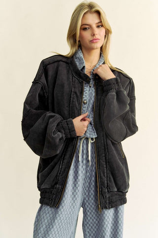 Davi & Dani Exposed Seam Zip Up Dropped Shoulder Jacket - 1985 the VAULT Boutique