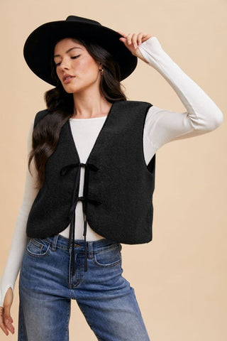 Annie Wear V-Neck Tie Detail Vest Coat - 1985 the VAULT Boutique