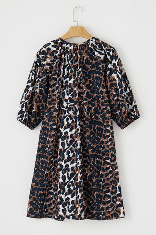 Leopard Button Up Half Sleeve Mini Dress - 1985 the VAULT Boutique