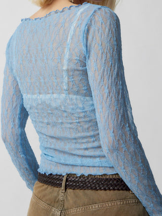 Lace Boat Neck Long Sleeve Blouse - 1985 the VAULT Boutique