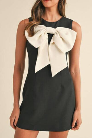 Bow Contrast Sleeveless Mini Dress - 1985 the VAULT Boutique