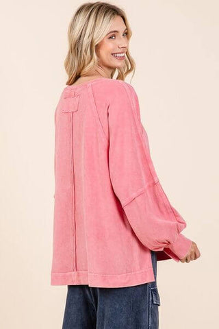 Mittoshop Mineral Wash Raglan Long Sleeve Oversized Top - 1985 the VAULT Boutique