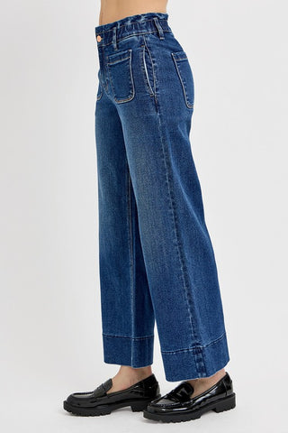 RISEN Elastic Band Wide Leg Jeans - 1985 the VAULT Boutique