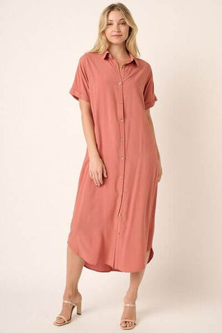 Mittoshop Collared Neck Dolman Short Sleeve Midi Shirt Dress - 1985 the VAULT Boutique