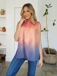 FAM-FAM Frill Printed Mock Neck Top - 1985 the VAULT Boutique