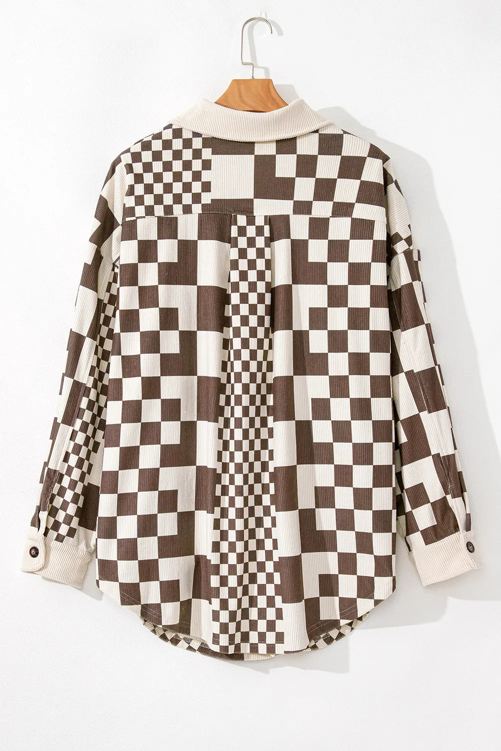 Plus Size Checkered Button Up Long Sleeve Jacket - 1985 the VAULT Boutique