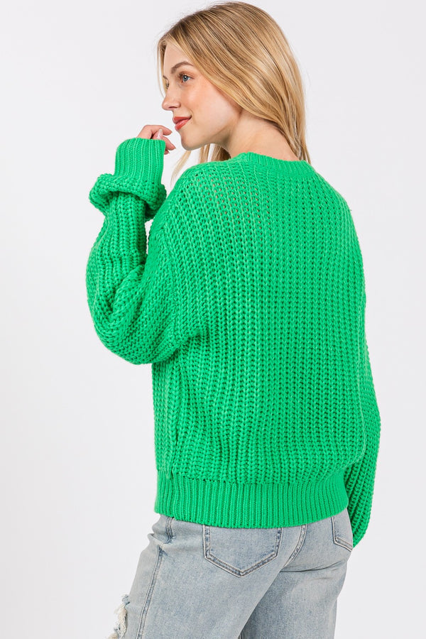 SAGE + FIG Round Neck Drop Shoulder Sweater - 1985 the VAULT Boutique