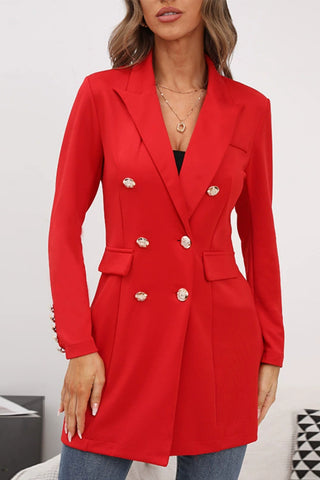 Buttoned Lapel Collar Long Sleeve Blazer - 1985 the VAULT Boutique