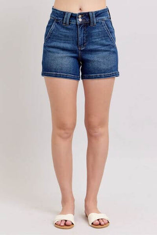 Judy Blue Full Size Double Button Waistband Denim Shorts Plus Size - 1985 the VAULT Boutique