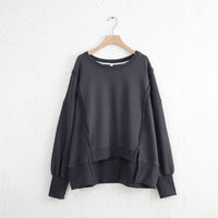 Exposed Seam High-Low Long Sleeve Sweatshirt - 1985 the VAULT Boutique