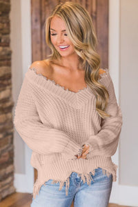 Frayed Hem Dropped Shoulder Sweater - 1985 the VAULT Boutique