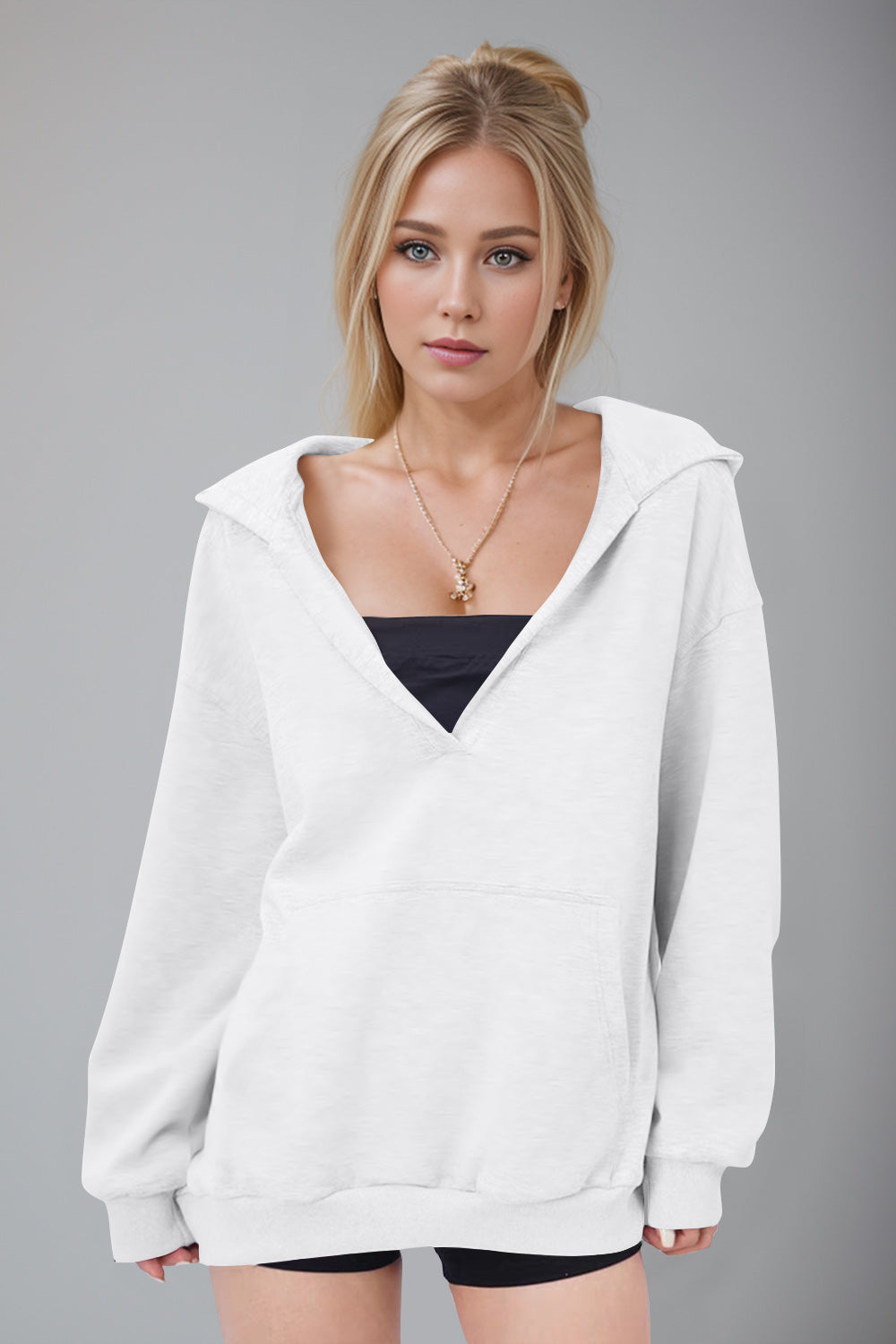 Basic Bae Kangaroo Pocket Long Sleeve Hoodie - 1985 the VAULT Boutique