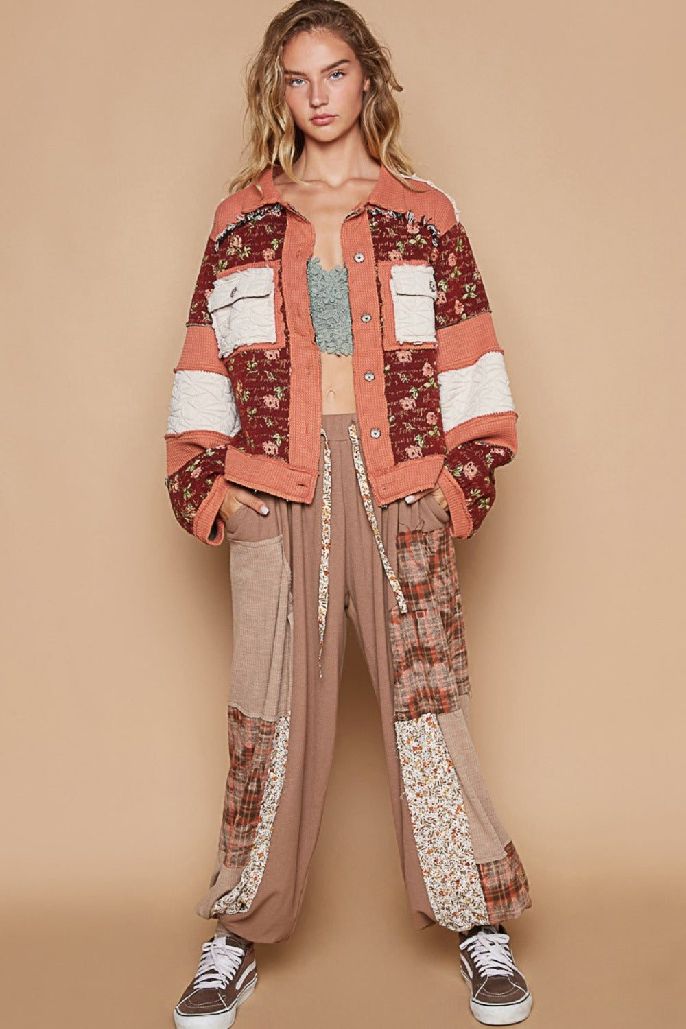 POL Washed Jacquard Color Block Jacket - 1985 the VAULT Boutique