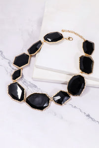 Geometrical Shape Zinc Alloy Frame Resin Necklace - 1985 the VAULT Boutique