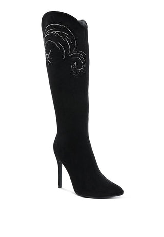 Becks Rhinestone Patterned Calf Boots - 1985 the VAULT Boutique