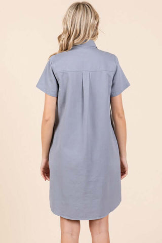 Mittoshop Button Detail Collared Neck Short Sleeve Shirt Dress - 1985 the VAULT Boutique