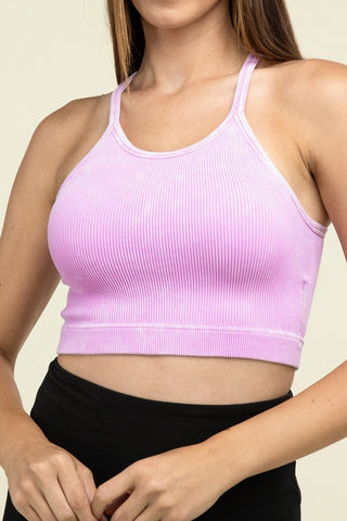 Basic Washed Ribbed Seamless Cropped Cami Top - 1985 the VAULT Boutique