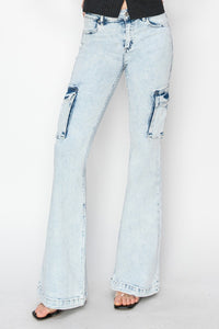 RISEN Full Size High Rise Cargo Flare Jeans - 1985 the VAULT Boutique