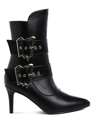 Ebera Chunky Buckle Strap Ankle Boots - 1985 the VAULT Boutique