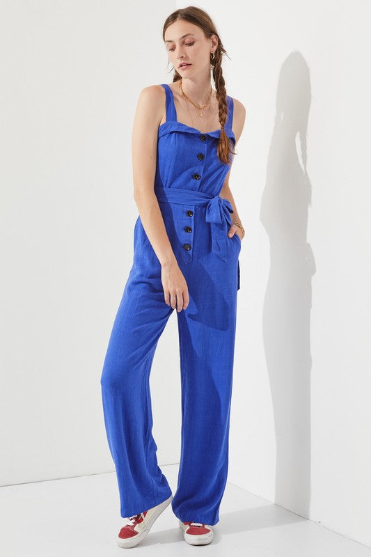 SLEEVELESS ADJUSTABLE STRAP BUTTON DOWN JUMPSUIT - 1985 the VAULT Boutique