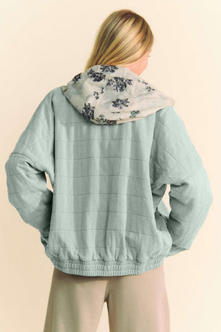 Davi & Dani Quilted Zip Up Dropped Shoulder Jacket - 1985 the VAULT Boutique