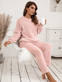 Ivy Lane Teddy Long Sleeve Top and Pants Lounge Set - 1985 the VAULT Boutique