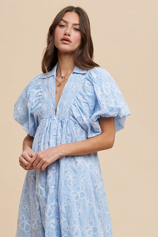 Annie Wear Floral Smock Detail Puff Sleeve Dress - 1985 the VAULT Boutique