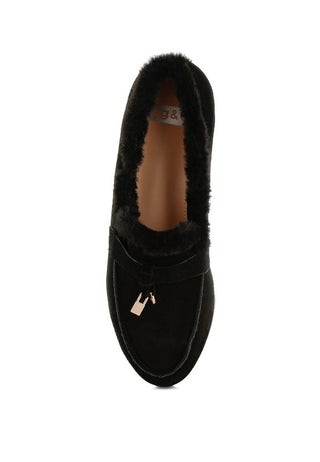 Ohrid Suede & Faux Fur Flat Loafers - 1985 the VAULT Boutique