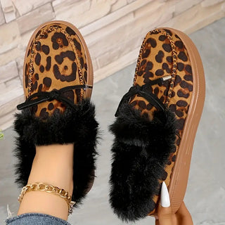 Bow Furry Round Toe Flat Slip-Ons - 1985 the VAULT Boutique