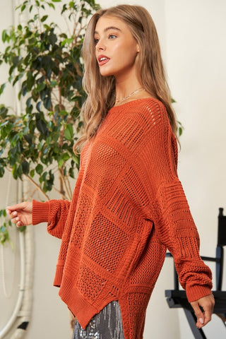 Davi & Dani Openwork Side Slit Drop Shoulder Knit Cover Up - 1985 the VAULT Boutique