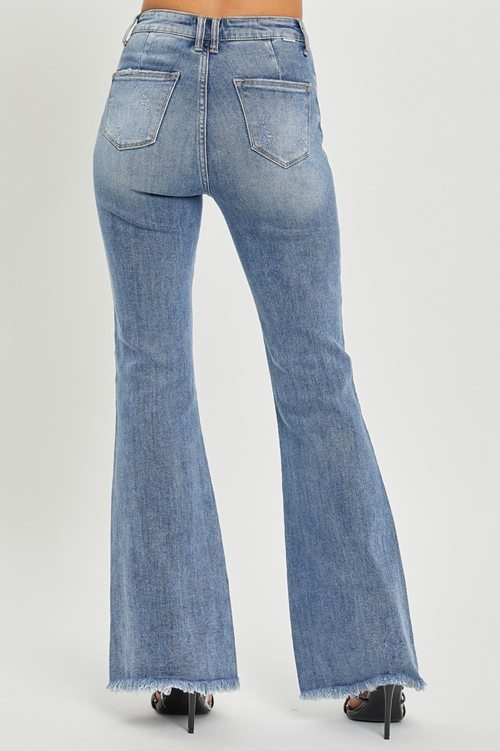 RISEN Full Size High Waist Raw Hem Flare Jeans - 1985 the VAULT Boutique