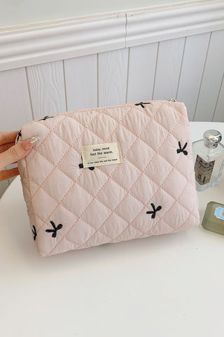 Bow Embroidered Quilted Storage Bag - 1985 the VAULT Boutique