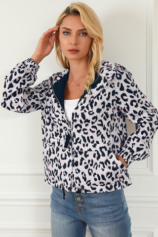 Leopard Zip-Up Hooded Jacket - 1985 the VAULT Boutique