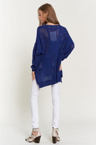 Davi & Dani Openwork Side Slit Drop Shoulder Knit Cover Up - 1985 the VAULT Boutique