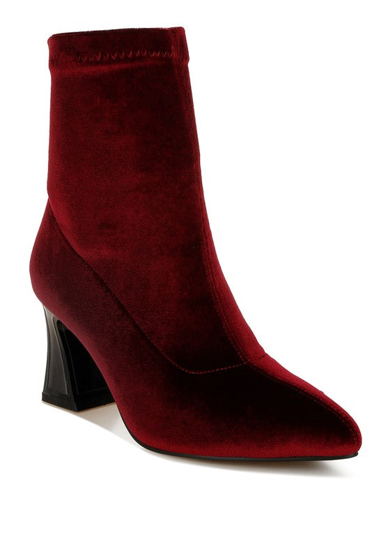 Arcturus Flared Block Heel Velvet Boots - 1985 the VAULT Boutique