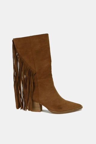 Beast Fashion Suede Fringe Point Toe Boots - 1985 the VAULT Boutique