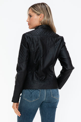 Snobbish Faux Leather Zip Up Mock Neck Jacket - 1985 the VAULT Boutique