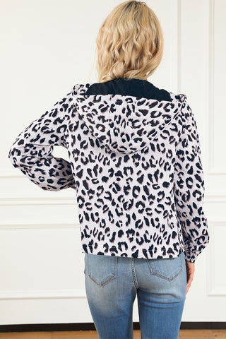 Leopard Zip-Up Hooded Jacket - 1985 the VAULT Boutique