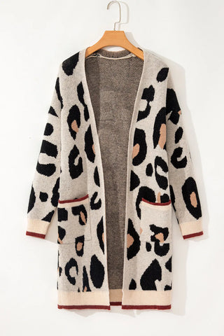 Leopard Open Front Long Sleeve Cardigan - 1985 the VAULT Boutique