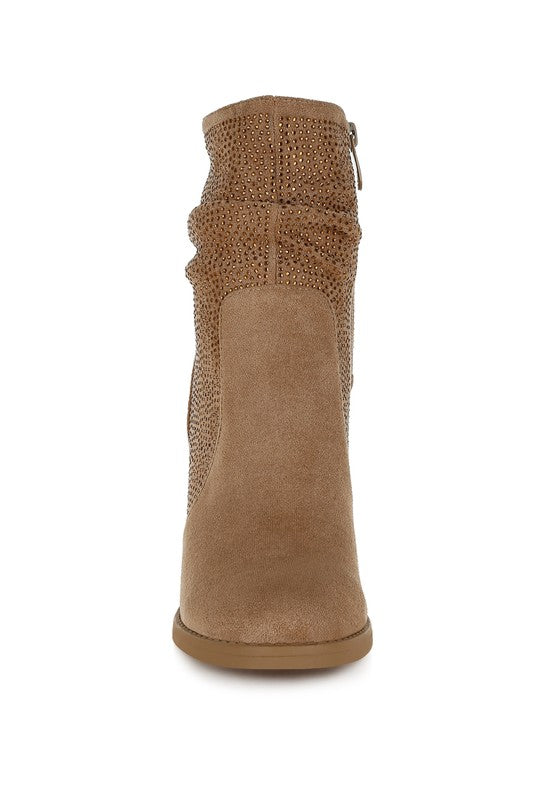 Chinar Rhinestone Studded Slouchy Ankle Boots - 1985 the VAULT Boutique