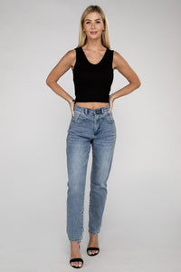 Basic Ribbed Scoop Neck Cropped Sleeveless Top - 1985 the VAULT Boutique