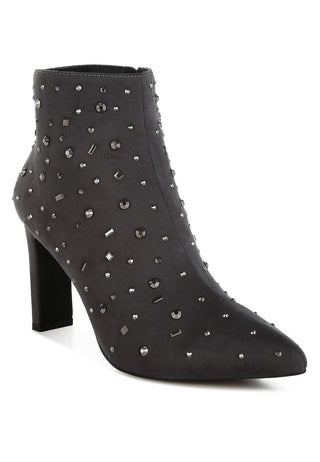 Sakura Diamante Embellished Microfiber Boots - 1985 the VAULT Boutique