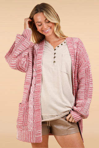 VERY J Cable Knit Open Front Cardigan - 1985 the VAULT Boutique